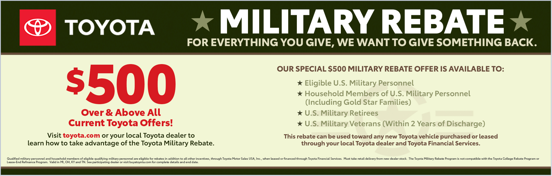 $500 Military Rebate