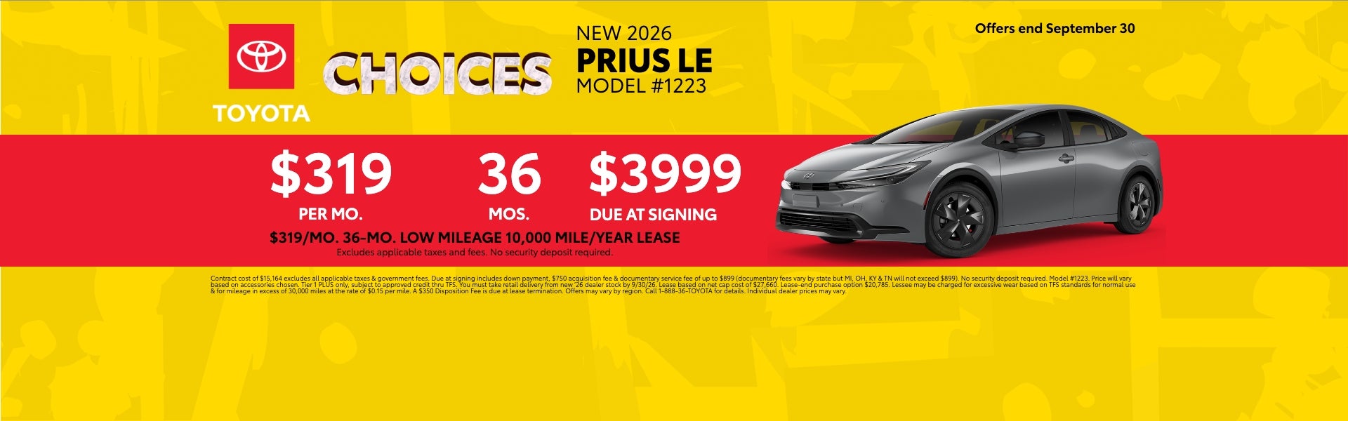 2026 Toyota Prius LE Lease Offer