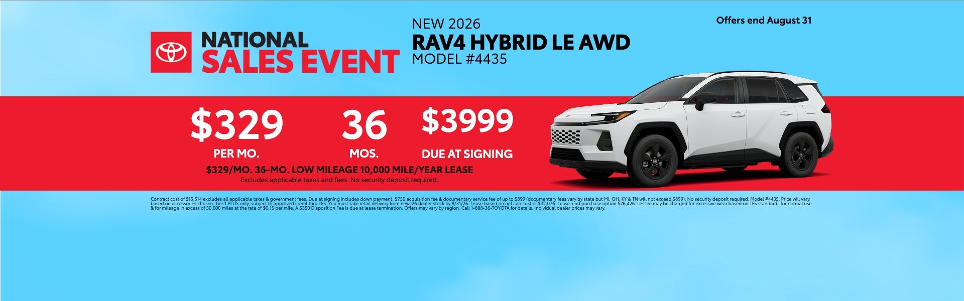 White 2026 RAV4 Lease Offer