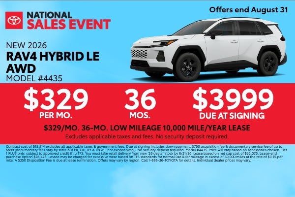 White 2026 RAV4 Lease Offer