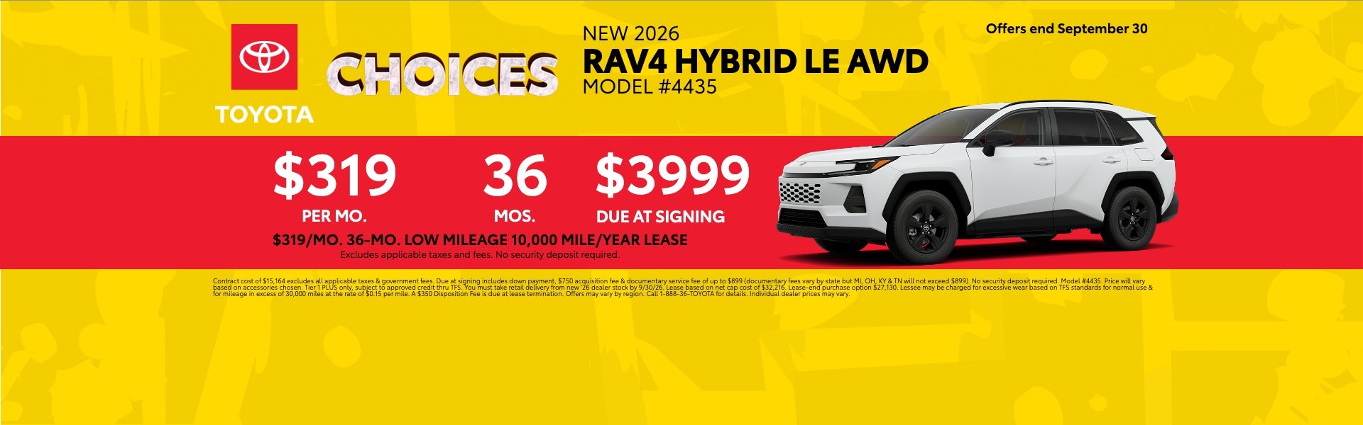 White 2026 RAV4 Lease Offer