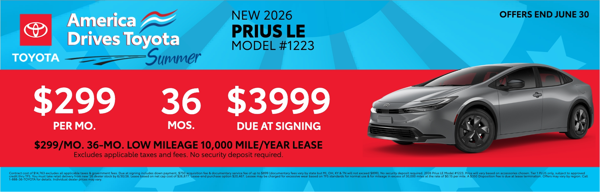 2026 Toyota Prius le Lease Offer