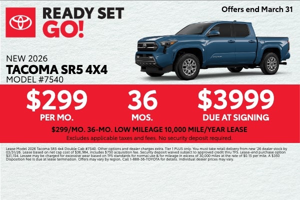 2026 Tacoma Lease for $299 per month