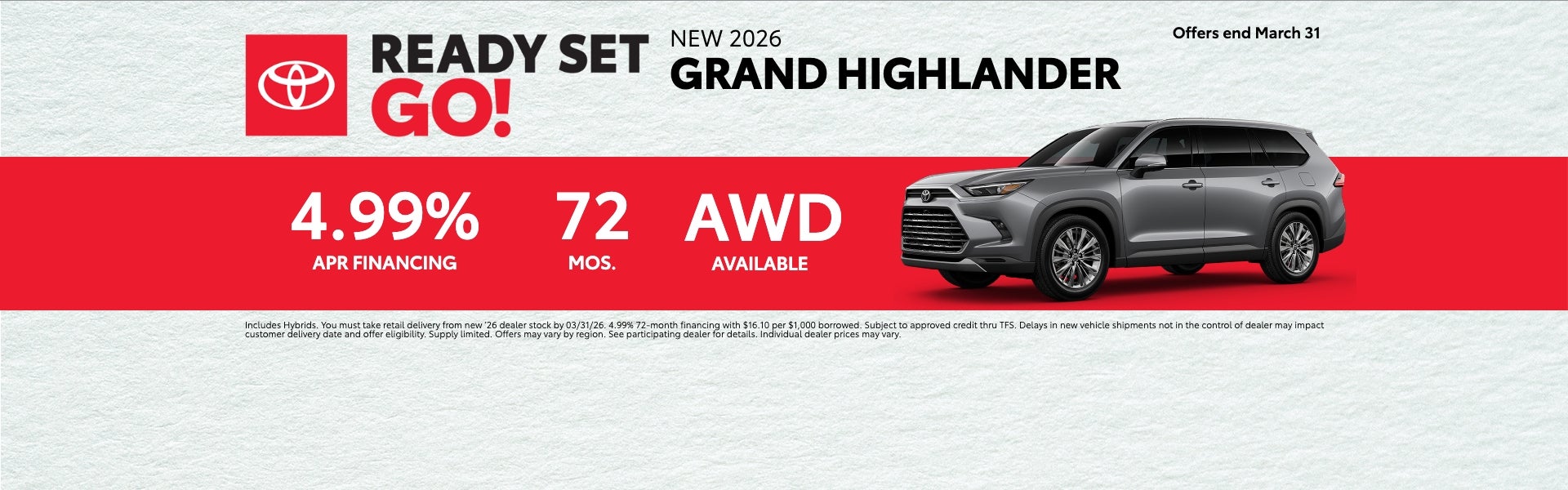 2026 Grand Highlander 4.99% APR Offer