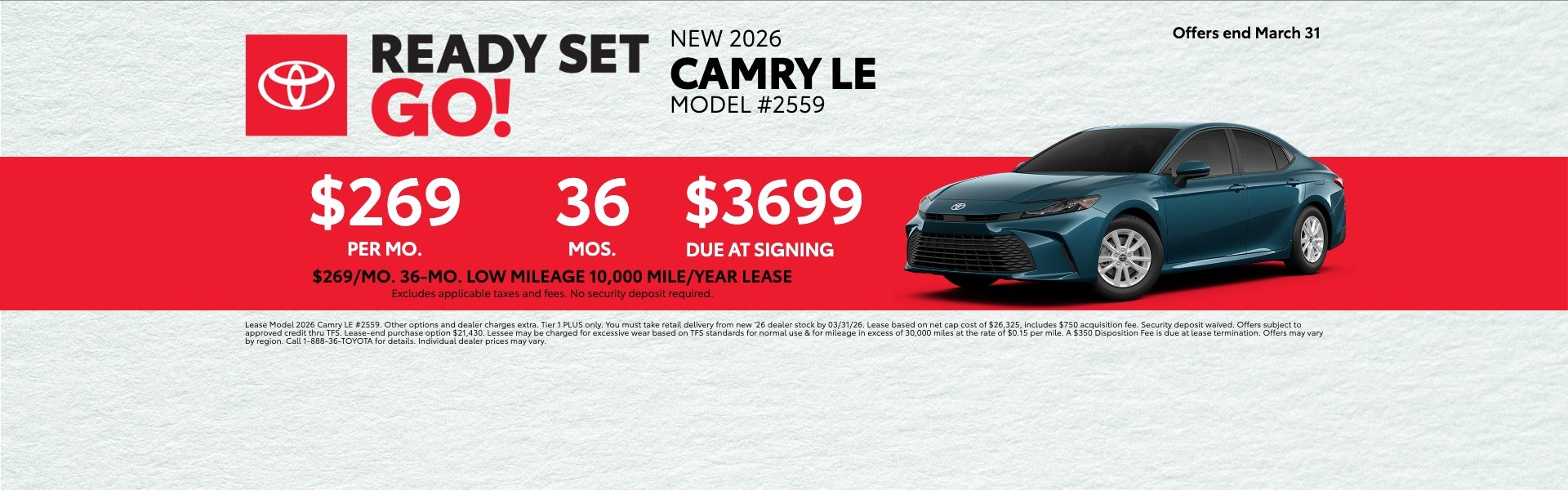 2026 Camry LE Lease offer