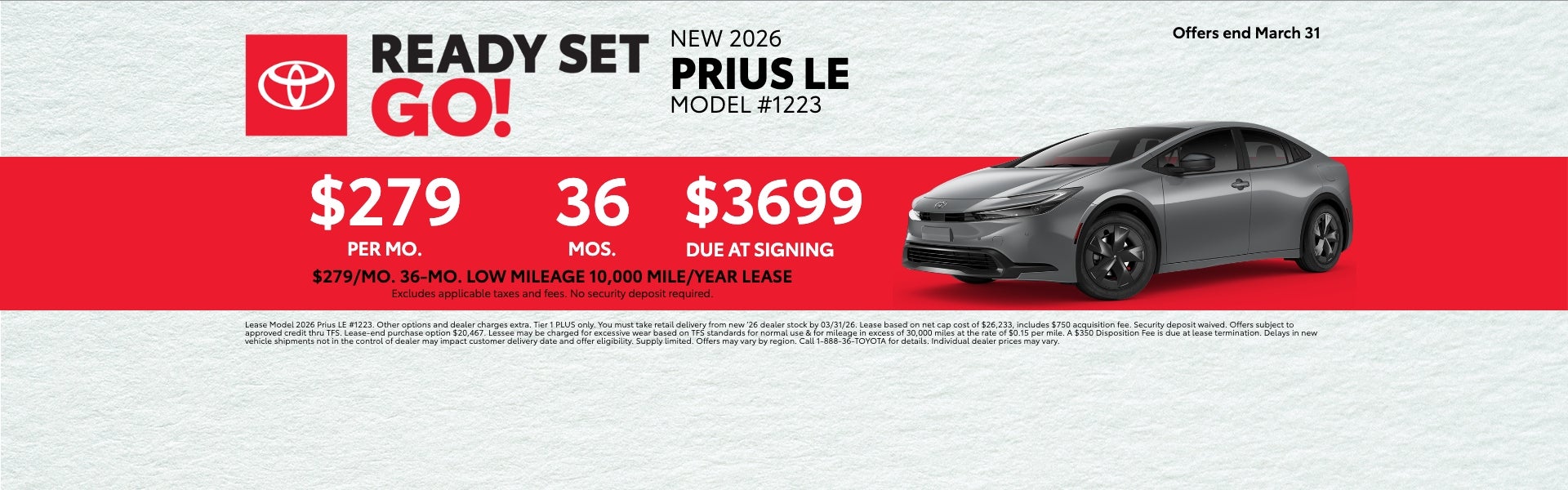 2026 Prius LE Lease Offer