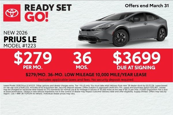 2026 Prius LE Lease Offer